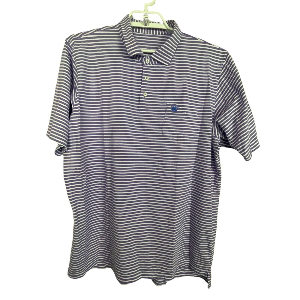 B. Draddy USA XL Lavender White Striped Polo Shirt Golf Resort Preppy